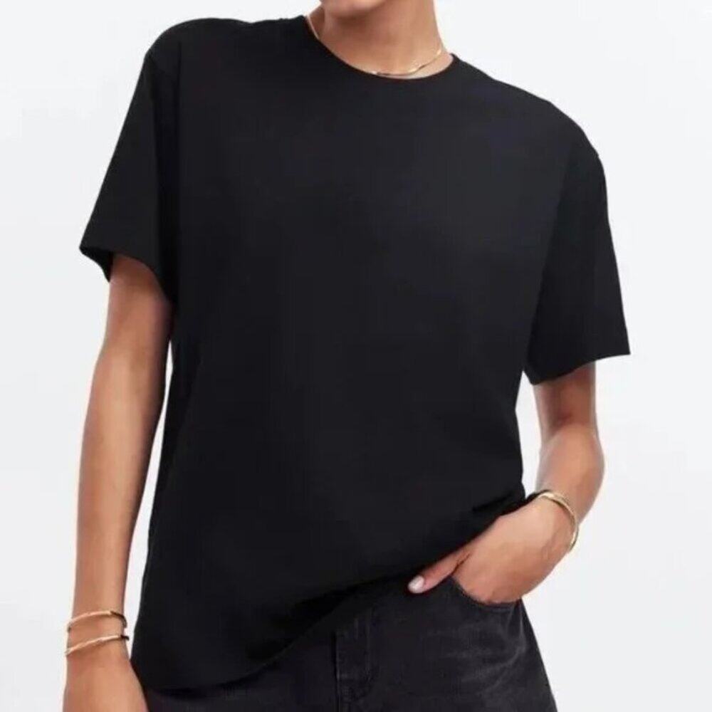 Madewell‎ Top Womens Cotton Relaxed Oversized Tee Black 100% Cotton Size XXS NEW